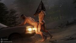 2boys 3d anal bara car chrisre2021 david_king dead_by_daylight gay male_focus male_only mask monster muscle outdoors pyramid_head silent_hill yaoi