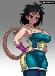 1girls alien alien_girl big_breasts black_eyes black_hair blannis_art breasts clothed clothed_female dragon_ball dragon_ball_super dragon_ball_z female female_focus female_only female_saiyan gine hands_on_hips huge_breasts large_breasts light-skinned_female light_skin looking_at_viewer medium_hair milf monkey_tail mother saiyan saiyan_armor saiyan_girl saiyan_tail smile solo solo_female solo_focus tail