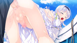 2boys anal aogiri_penta ass bent_over closed_eyes cum cum_in_ass cum_while_penetrated ejaculation femboy frills fujikiri_nao josou_kaikyou legs male male_only penis sex solo_focus sundress trap white_hair yaoi