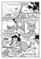 anus ass black_hair blood blush canine charmeleon clothes comic ekans english_text female fox fur furry furry_ass furry_ears greyscale hair monochrome multiple_males nintendo nosebleed nude outdoors pointy_ears pokedex pokemon pussy raised_tail reptile rodent s'zira s-nina scalie snake speech_bubble squirrel tail text video_games vulva