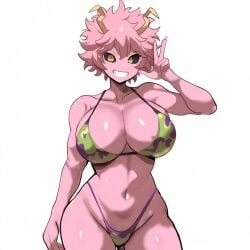 1girls ai_generated curvaceous curvy curvy_figure female mina_ashido mullon my_hero_academia novelai pink_hair pink_skin thick_thighs thong