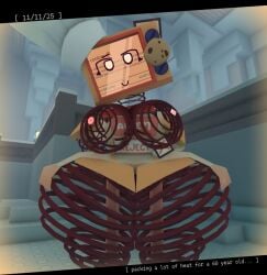 1girls 1robot 3d badware_(die_of_death) baronaces big_breasts breasts chef_hat cookieware_(die_of_death) dated die_of_death_(roblox) female huge_thighs hyper hyper_thighs roblox roblox_game robot robot_girl screen_face self_upload smile smiling_at_viewer tagme