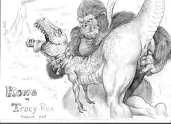 2009 ahegao anus ape dinosaur dracogen duo english_text female feral feral_on_feral fingering fingering_partner genitals graphite_(artwork) greyscale haplorhine hi_res interspecies kaiju king_kong king_kong_(series) looking_pleasured male male/female mammal megaprimatus_kong monochrome neck_grab open_mouth pencil_(artwork) penetration primate pussy reptile scalie sex smoke text theropod tongue tongue_out tracy_rex traditional_media_(artwork) vaginal vaginal_fingering vaginal_penetration vastatosaurus_rex