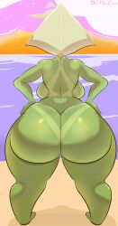 1girls ass ass_cleavage_tanline beach big_ass bottom_heavy breasts bubble_butt cloud dat_ass davidsanchan dumptruck_ass fat_ass female female_only gem_(species) green_skin hands_on_hips huge_ass large_ass massive_ass nude nude_female ocean outside peridot_(steven_universe) png rear_view shortstack solo steven_universe tanline thick_ass thick_thighs thunder_thighs water wide_hips