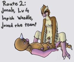 anthro female furry male nintendo nsfwlocke pidgey pokemon straight weedle