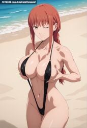 ai_generated aindroidparanoid ass beach big_breasts bikini braid cameltoe chainsaw_man fat_ass female female_only grabbing_own_breast huge_ass huge_breasts huge_butt large_ass large_breasts large_butt makima_(chainsaw_man) narrow_waist nipslingshot_bikini one_eye_closed outdoors red_hair sand slim_waist sling_bikini slingshot_swimsuit squeezing squeezing_breast stable_diffusion standing yellow_eyes young