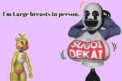 3d breasts envy female five_nights_at_freddy's five_nights_at_freddy's_2 five_nights_at_freddy's_4 fully_clothed fully_clothed_female huge_breasts nightmarionne no_nude small_breasts source_filmmaker sugoi_dekai swinging_breasts toy_chica_(fnaf) yuuki_momofox