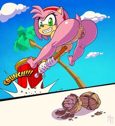 1girls amy_rose anus attack big_breasts breasts feet hammer hedgehog hotneon jumping nipples nude piko-piko_hammer piko_piko_hammer pussy sega sharp_teeth sonic_(series) sonic_the_hedgehog