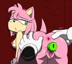 against_wall amy_rose anthro anus ass dildo female hands hedgehog looking_back nude penetration pussy sega sex_toy slypon sonic_(series) vaginal_penetration vibrator