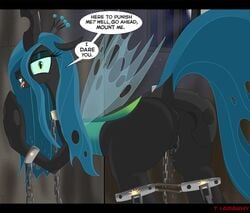 anus friendship_is_magic insects my_little_pony pussy queen_chrysalis_(mlp) shackles smooth_skin tiarawhy