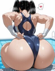 absurd_res absurd_resolution absurdres adjusting_leotard adjusting_swimsuit ai ai_generated ass ass_focus athlete athletic athletic_female bandaged_hand big_ass big_breasts black_hair blue_leotard blue_swimsuit blurry_background breasts fat_ass female female_focus from_behind high_quality high_resolution highres huge_ass medium_breasts muscular muscular_arms muscular_back muscular_female oc original original_character pool poolside sitting smokeye solo solo_focus spoken_heart strong_female thicc thick_ass thick_thighs twintails unaware voluptuous wardrobe_malfunction water wet_body wide_hips