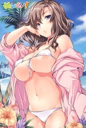 bikini breasts menkui! nipple_slip open_clothes open_shirt ouse_tsukusu shirt underboob