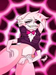 angel_dust angel_dust_(hazbin_hotel) anthro artist_minili femboy femboy/femboy genitals hazbin_hotel hazbinangel hellaverse hi_res humanoid male male/male masturbation penis sex solo super_gay
