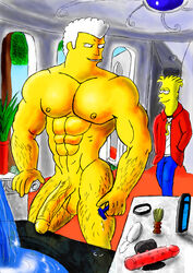 20th_century_fox 2boys bara bart_simpson big_brother circumcised cmnm color dildo earring erect_nipples fox_corporation gay half-erect human large_penis looking_at_another male male_only multiple_males muscles muscular_male no_pubic_hair nude penis razor shaving shaving_brush six_pack the_simpsons tom urbanblue veiny_penis water_drop white_hair yaoi