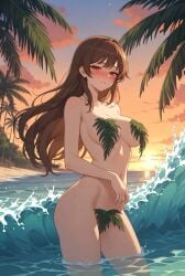 ai_generated beach convenient_censoring embarrassed embarrassed_nude_female exhibitionism humiliation outdoors public