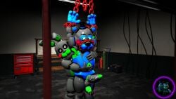animatronic animatronic_male anthro anthro_on_anthro anthro_penetrated bear bodily_fluids bondage bound chained chains cum_inflation drooling duo five_nights_at_freddy's genitals lagomorph leporid machine makarof male male/male mammal penetration rabbit rape_play restrained robot saliva scott_cawthon scottgames steel_wool_studios submissive submissive_male