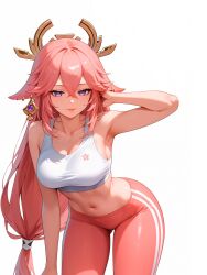 yae miko from genshin impact by polege