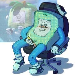 cuntboy gaming_chair incel intel male mascot masturbation nerd nerdy plushie silly solo solo_male toy vibrator vibrator_in_pussy
