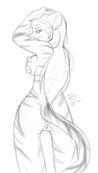 2013 anthro breasts feline female fur furry grope looking_at_viewer looking_back nude os pussy sideboob sketch solo tiger