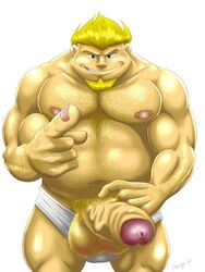 2013 balls bara coop coop_(megas_xlr) cum facing_viewer hairy harold_cooplowski male male_only megas_xlr muscular penis tagme underwear white_background