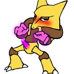 alakazam blush claws cum fur furry_ears furry_tail male male_only nintendo penis pointy_ears pokemon solo standing tagme tail year_request