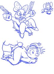 anthro bound crossover floral_rugg mario_(series) nintendo not_colored pandafox paw_rugg the_hillbilly_bears the_super_mario_bros._super_show! wendy_o._koopa white_background