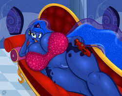 2012 alternate_version_available anjuneko badgerben blue_eyes blue_hair breasts cleavage female female_focus female_only friendship_is_magic hasbro my_little_pony princess_luna_(mlp) pussy smooth_skin thick_thighs thighs