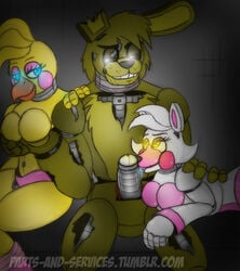 big_breasts breasts felinesyndr0me female five_nights_at_freddy's five_nights_at_freddy's_2 five_nights_at_freddy's_3 male mangle_(fnaf) penis springtrap springtrap_(fnaf) toy_chica_(fnaf) video_games