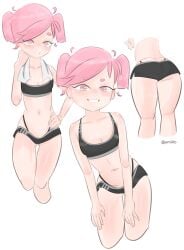 1girls artist_name ass breasts butt cleavage doki_doki_literature_club emiillb female female_only human natsuki_(doki_doki_literature_club) navel pink_eyes pink_hair solo twitter_username