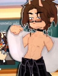 brown_hair demon gacha gacha_club gacha_life glasses human male muscles red_eyes sex solo_male teacher victor_(gacha) white_shirt youtube