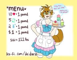 1boy 2023 canine dog_boy dog_ears dog_tail fat_fetish femboy inumimi kemonomimi milkymeats ruhe_(milkymeats) waitress_uniform weight_gain weight_gain_drive