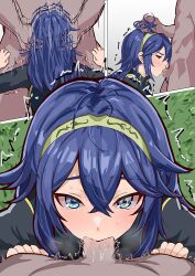 1boy 1girls blue_eyes blue_hair clothed_female_nude_male crying crying_with_eyes_open cum cum_in_mouth darkimperial deepthroat defeated dominant_pov fellatio female female_focus femsub fire_emblem fire_emblem_awakening hair_between_eyes hair_grab half-closed_eyes hand_on_head heavy_breathing irrumatio long_hair lucina_(fire_emblem) male male_pov maledom multiple_views nintendo oral outdoors penis pov rape rapist_pov straight symbol-shaped_pupils tiara