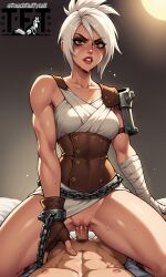 1girls ai_generated femdom league_of_legends male only_riven penis pov riven sex touchfluffytails white_hair