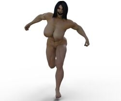 1girls angry black_hair charging daz_studio mileena mileena_(mk9) mortal_kombat muscular sharp_teeth shinteo solo