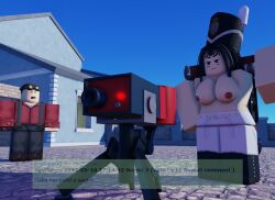 1boy 1girls 3d areolae arsenal_(rolve) breasts british highres imskip_(artist) mechanic_(rolve) nipples outside request roblox roblox_game robloxian rolve self_upload sentry_(team_fortress_2) tagme topless typical_colors_2 wrench