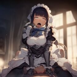 ahe_gao ai_generated armored_gloves maid narberal_gamma no_panties orgasm overlord_(maruyama) pov realstuntman saliva sex straddling