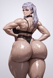 ai_generated back_view big_ass bimbo bimbo_body black_clover bubble_butt choker huge_ass hyper_thighs lingerie massive_thighs niduscharger noelle_silva thick_thighs thunder_thighs