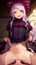 ai_generated blush grey_hair lolita_fashion naughty_face no_panties overlord_(maruyama) realstuntman shalltear_bloodfallen skirt_lift