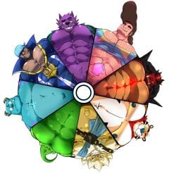 6+boys 8boys abs anthro archie_(pokemon) bara barazoku belly bernard_(ok_k.o.!_lbh) big_pecs breath_of_the_wild color_wheel_challenge diablo friendly_unit93 gay gem_(species) gem_fusion goron league_of_legends male male_only monster monsters_inc multiple_boys muscular muscular_male ok_k.o.!_let's_be_heroes pecs pectorals steg_(steven_universe) steven_universe sulley the_legend_of_zelda tony_the_tiger zac