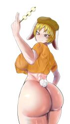 1girls ass big_ass big_breasts blonde_hair booty bottomless breasts bunny_ears bunny_girl bunny_tail color colored dango erect_nipples_under_clothes female female_only hat huge_ass large_breasts mictlantot nipples practically_nude red_eyes ringo_(touhou) short_hair smile solo solo_female thick_ass thick_thighs thighs touhou yokai youkai