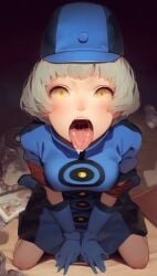 ai_generated elizabeth_(persona) excessive_saliva kneeling open_mouth persona persona_3 realstuntman tongue_out