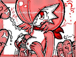 blush breasts cum cum_on_body female flipnote_studio gardevoir pokemon pokemon_(species) red_eyes tagme tears