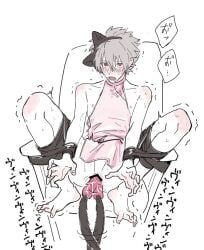 1boy cat_ears crying crying_with_eyes_open drooling feline femboy kaworu_nagisa neon_genesis_evangelion overstimulation sex_toy shaking silver_hair solo solo_focus tail tied_hands tied_legs tied_to_chair vibrator vibrator_in_ass