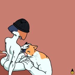 anthro anthro_futa anthro_on_anthro anthro_only beanie blowjob brother_and_sister cat cat_humanoid cum cum_in_mouth drool ear_piercing eyes_closed felid feline felis fellatio fortnite funnycultist_(artist) futa_on_male futanari hand_on_head incest meow_skulls_(fortnite) meowscles meowscles_(fortnite) on_knees oral oral_sex penis piercing tears