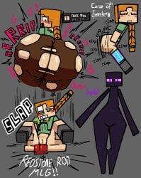 1girls 2girl 2girls alex_(minecraft) anal_insertion anal_sex ass_expansion big_ass big_butt blush bottomless cheeks clapping_ass clapping_cheeks debuff enderman enderwoman feet female game_mechanics gameplay_mechanics masturbation minecraft mojang nanodude78 pussy pussy_juice ripped_clothing spread_anus spread_legs spreading sweat sweaty_butt text twerking video_game_mechanics