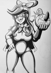 blazerona bomb fang_out female glasses monochrome noise-chan peppina_and_the_magical_tower_of_pizza pizza_tower thick_thighs traditional_media_(artwork)