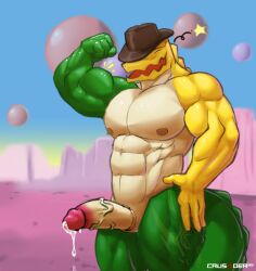 anthro_only crocodile crocodilian crocodylid crusader1080 erection foreskin foreskin_folds glitch_productions gummigoo_(the_amazing_digital_circus) hat male_only precum scalie the_amazing_digital_circus