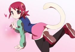 1girls ass back cat_tail catgirl cute fake_tail inviting kaidou_zx mary_janes mayl_sakurai mega_man mega_man_battle_network panties presenting sakurai_meiru short_hair thighhighs visible_panties