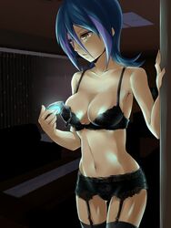 blue_hair droite_(yu-gi-oh!_zexal) female_only garter_belt lingerie solo_female stockings tagme yu-gi-oh! yu-gi-oh!_zexal