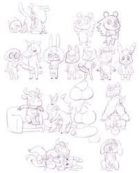 animal_crossing bob_(animal_crossing) bull cat cum gay hedgehog julian_(animal_crossing) line_art nintendo original_character rabbit rodeo_(animal_crossing) sable_able tagme tongue tongue_out unicorn